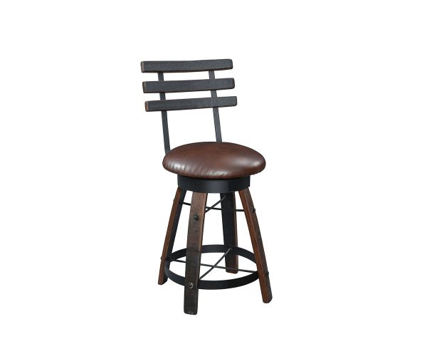 Deluxe Whiskey Barrel Barstool with Swivel